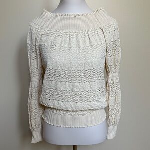 Zara Ivory Lace Knit Blouse